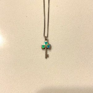 Unique Heart Key Blue/Green Iridescent Necklace